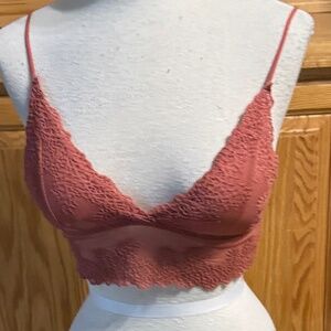 Shein Red / Pink Colored Large Lace Crop Top Padded Bra String Straps